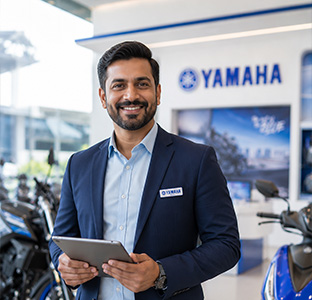 SV Yamaha dealership team helping customers in the showroom