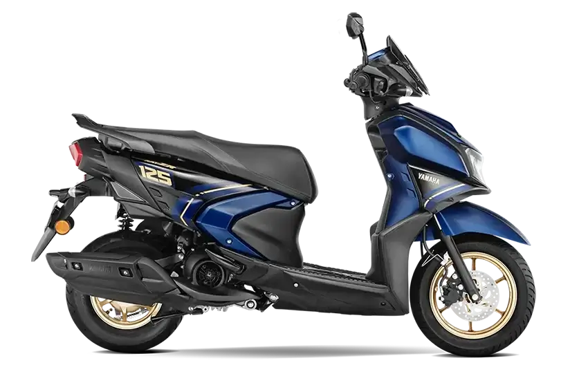 Yamaha RayZR Basic Blue variant parked outdoors